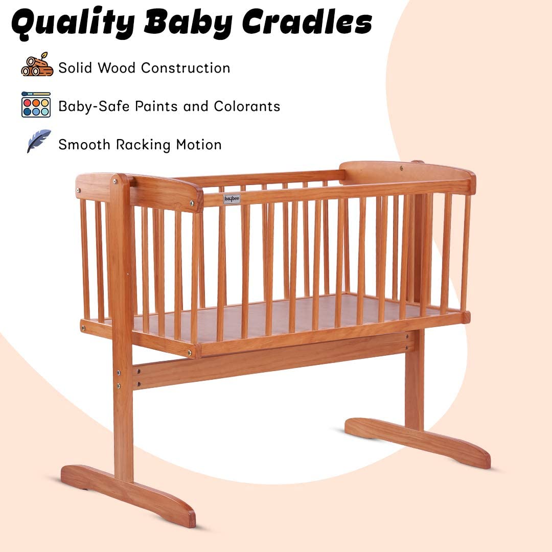 Buy Baybee Medusa Wooden Cradle for Baby New Born Baby Swing Cradle Baby Crib with Mosquito Net Baby Jhula with Swing Lock Function Baby Bed Wooden Cot for Sleeping Toysrus