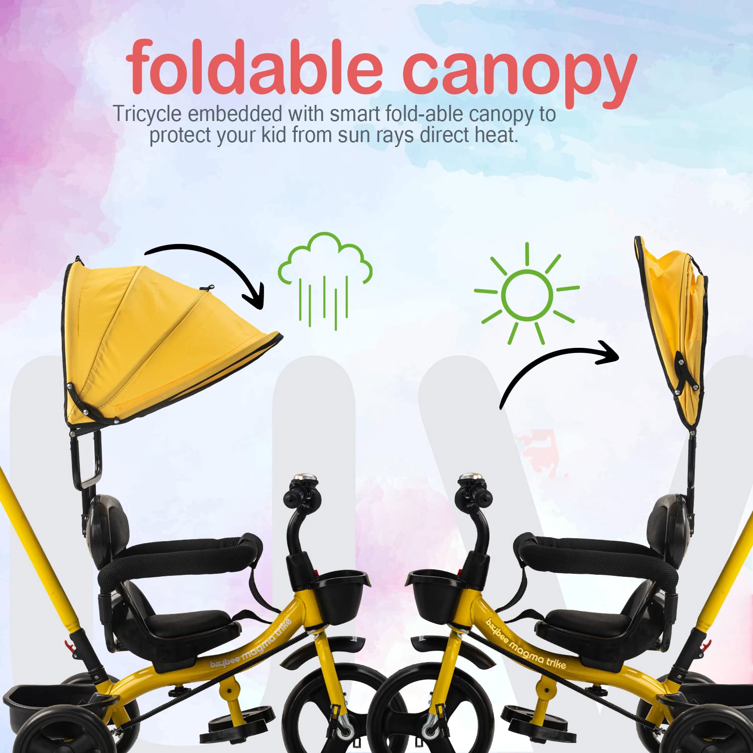 Buy Baybee Diablo 4 in 1 Baby Tricycle for Kids Baby Cycle Trikes With Eva Wheels Uv Protection Canopy Parental Adjustable Push Handle Kids Cycle Tricycle Cycle for Kids Baby 1.5