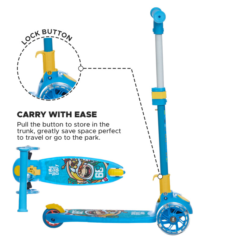 Buy Toys R Us Avigo Smart Kick Scooter 3 Adjustable Height Foldable Front Wheel light Cap 75 Kg Blue Toysrus India Official Online Store